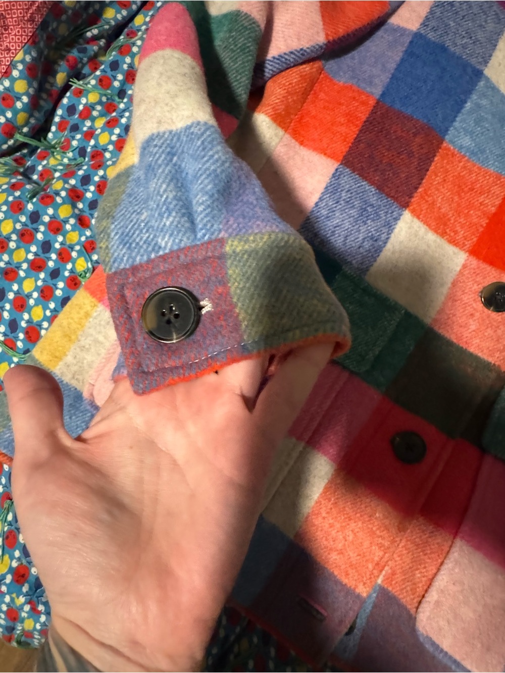 NWT Boden U0295 Wool Check Coat Plaid Rainbow Multi US 10 - Picture 7 of 8